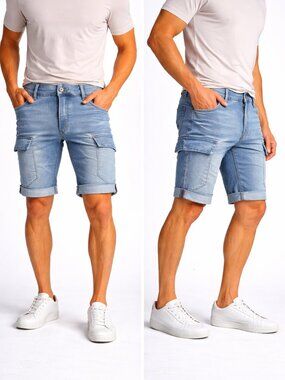 PARASUCO Men’s Blue Denim Raggae Cargo Shorts - Size 33 - NWT
